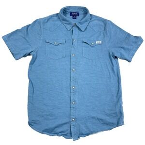 Polo Ralph Lauren Shirt Boys XL Blue Pearl Snap Wester Yoke Pockets Youth